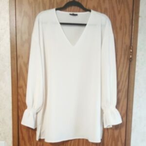 Elegant Cream V-Neck Blouse
